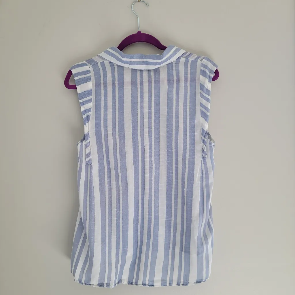 Splendid Blue and White Striped Sleeveless Popover Top - Image 5