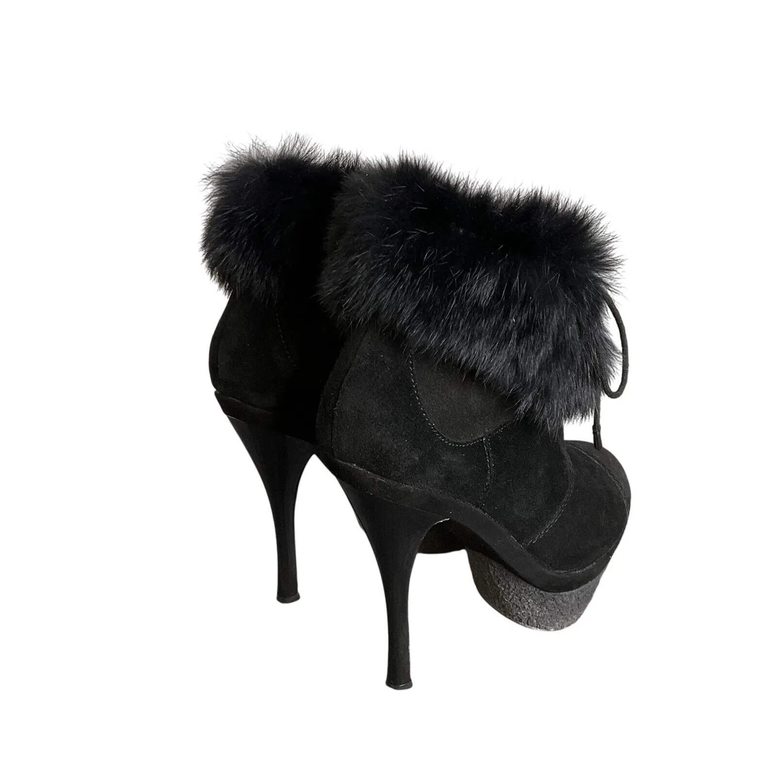 L.A.M.B Platform Suede Leather & Real Fur Booties Size 7.5‎ Gwen Stefani Booties - Image 3