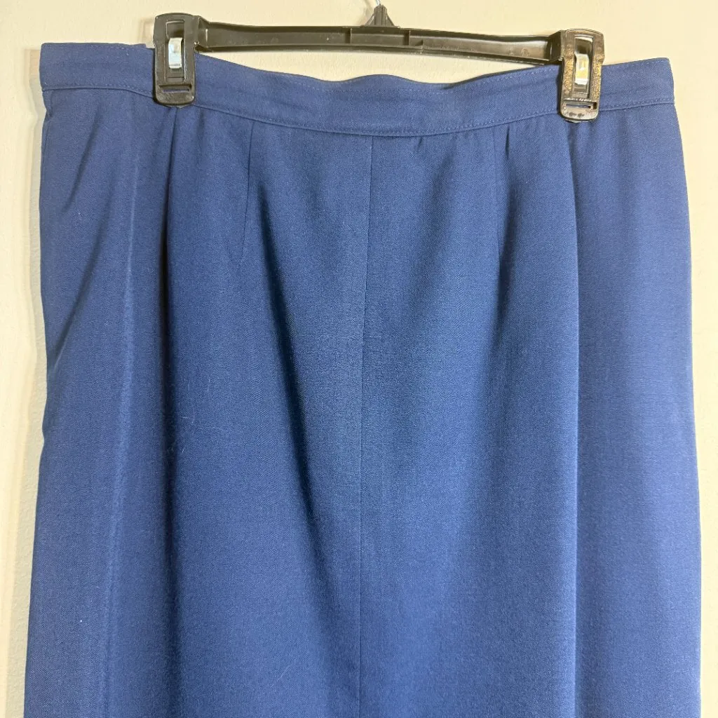 Vintage Pendleton Wool Blazer Pencil Skirt Suit Set Womens 16 Blue Career Formal - Image 14