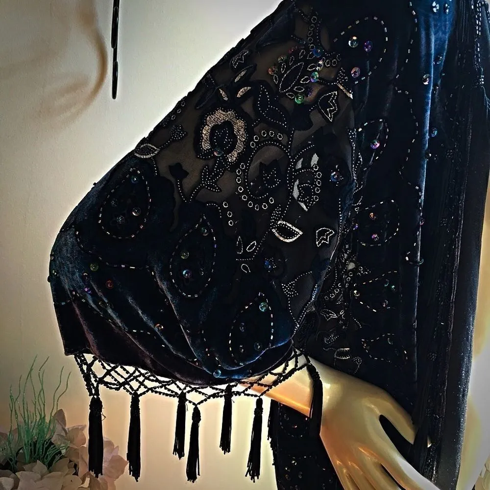 Laura Ashley SILK Velvet sheer rainbow sequin cardigan - Image 5