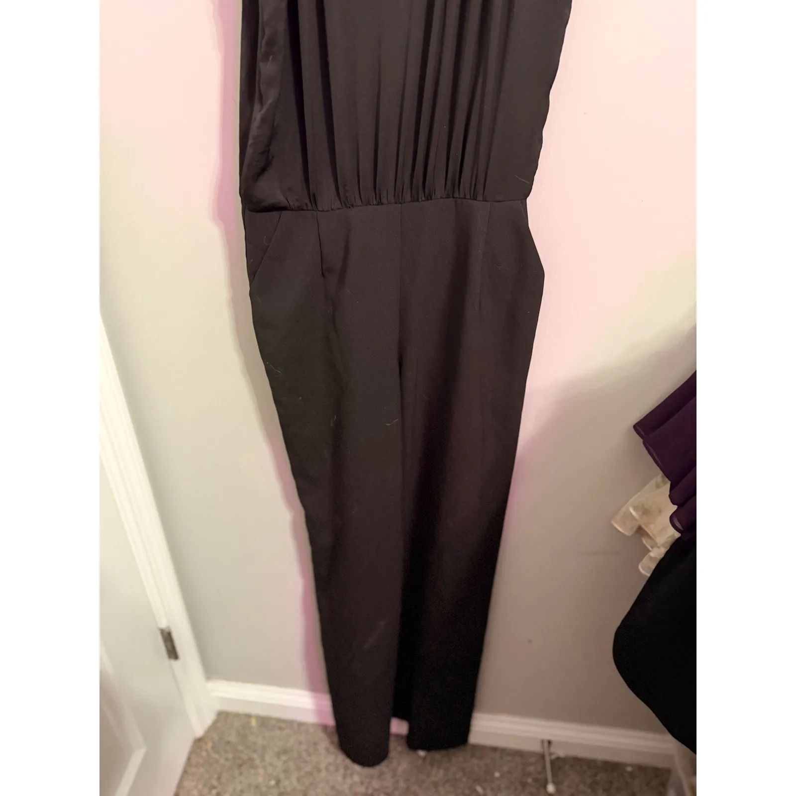 Black Sleeveless Halter Neck Wide Leg Jumpsuit Elegant Evening Formal - Image 3