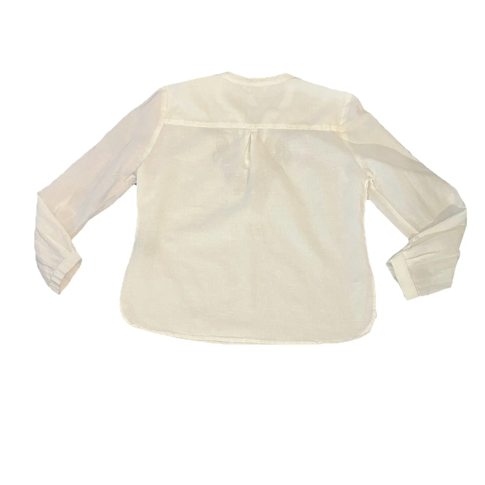 Charlie Paige Women’s Top Large Linen Blend Embroidered Roll Tab Sleeves - Image 2