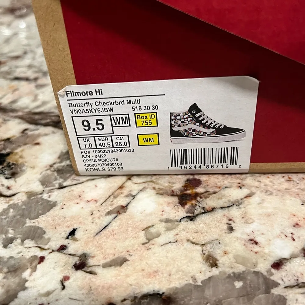 NIB! VANS “Filmore Hi”  Butterfly Checkerboard High Top Women’s Size US 9.5 - Image 7