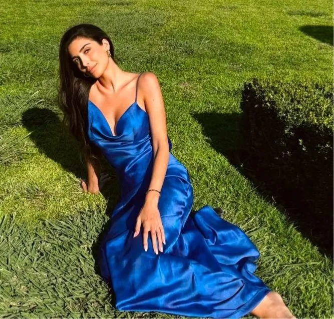 Zara dress maxi long open back satin effect blue bodycon wedding party cocktail - Image 8