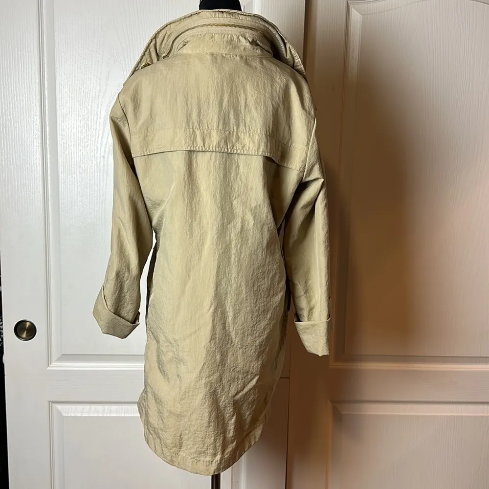 NEW YORK & COMPANY TAN CLASSIC BASIC ZIP UP WINDBREAKER JACKET - Image 3