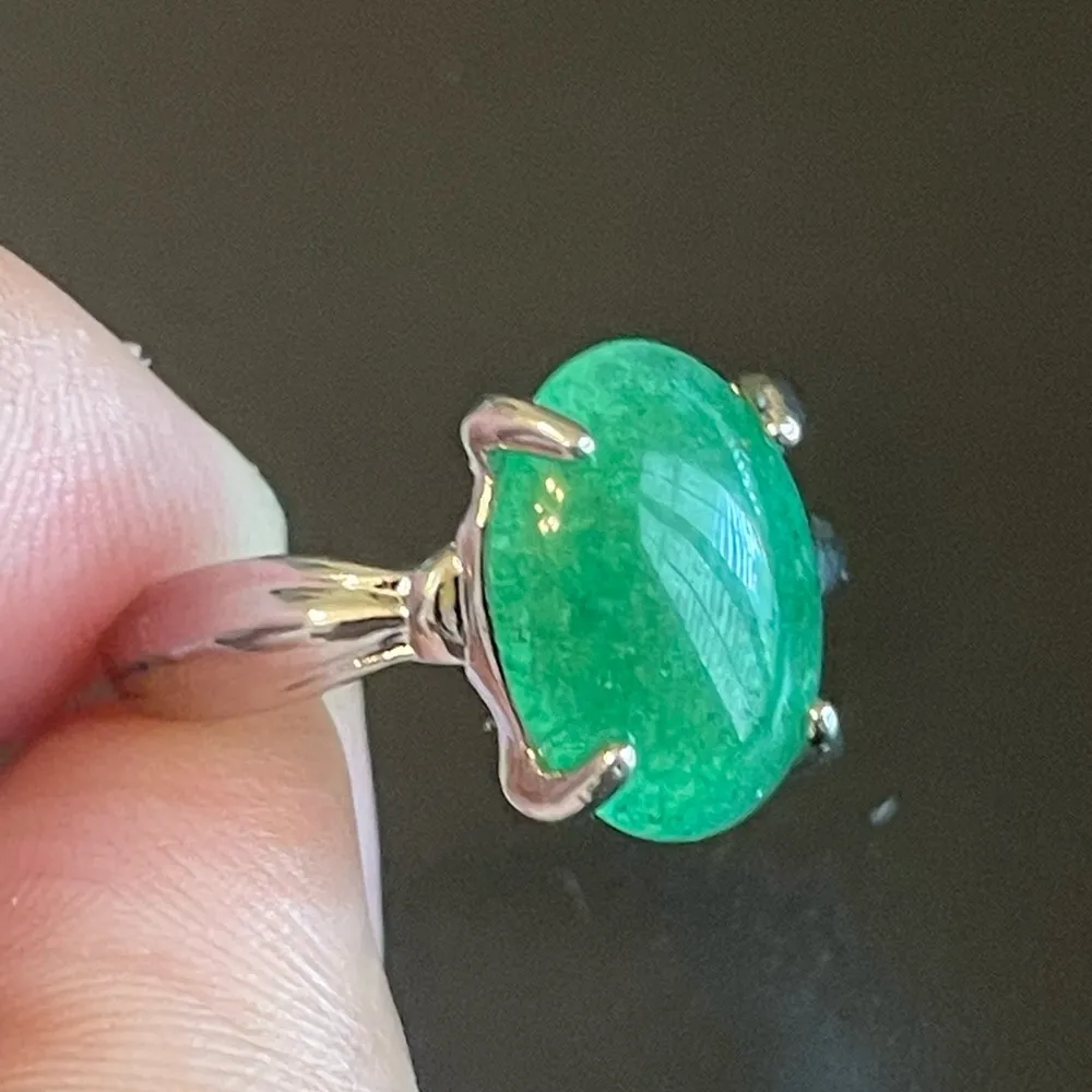 Green jade stone ring size 9 - Image 5