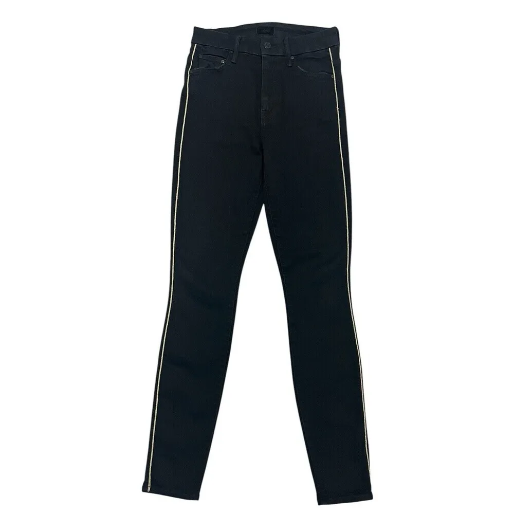 Mother High Waisted Looker Not Guilty One Liner Skinny Jeans Black Women Size 26 - Image 4