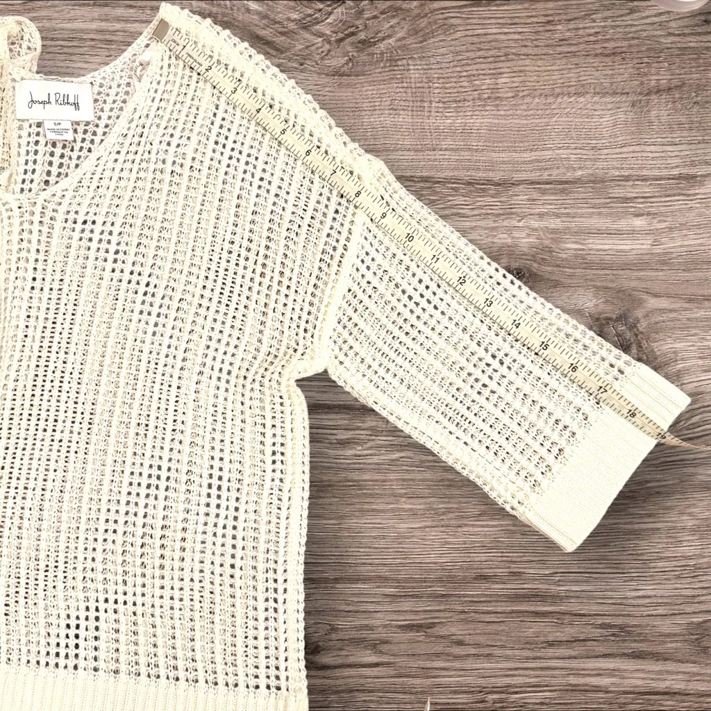 Joseph Ribkoff Open-Knit Mesh Pullover Sweater Ivory Size Small - Image 8