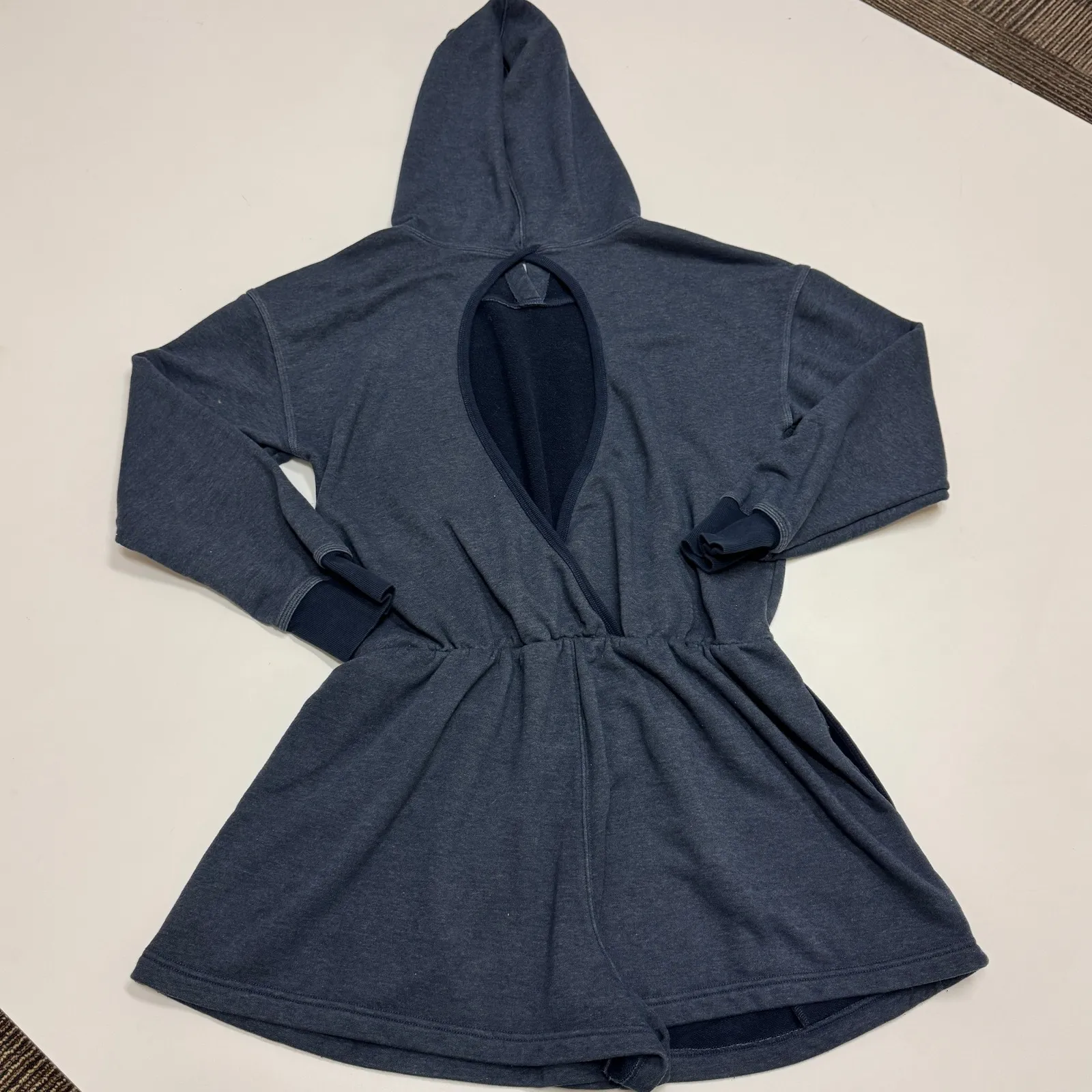 Free People Romper Womens X Large Blue Such a Flirt Hoodie Playsuit OB2142524 - Image 4