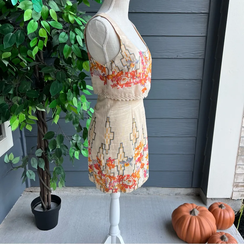 Free People Bing Bang Multicolor Floral Aztec Metallic Sleeveless Mini Dress - Image 4