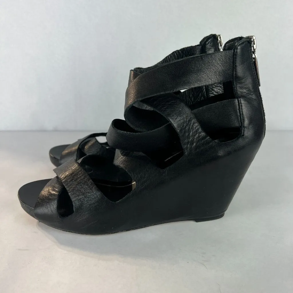 Dolce Vita Heels‎ Sandals Womens 10 Black Leather Open Toe Strappy Criss Cross - Image 4