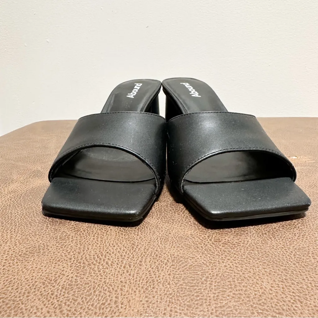 NEW Abound Erica Block Heel Square Toe Slide Sandals Black sz 8 - Image 5