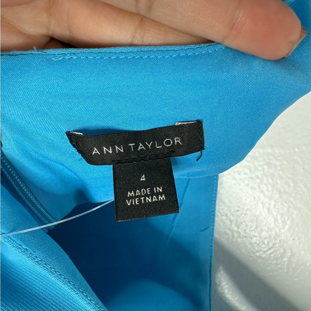 NWT Ann Taylor Square Neck Hi Low Flare Dress In Blue Style 608605 Size‎ 4 - Image 10