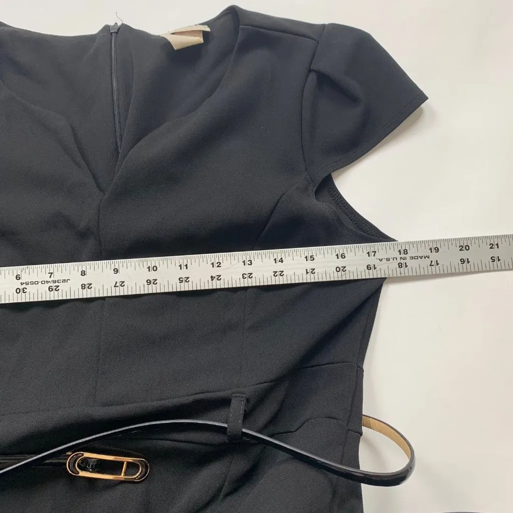 Moci By Purple Rain USA Black Cap Sleeve Belted Dress S Work Career - Image 4