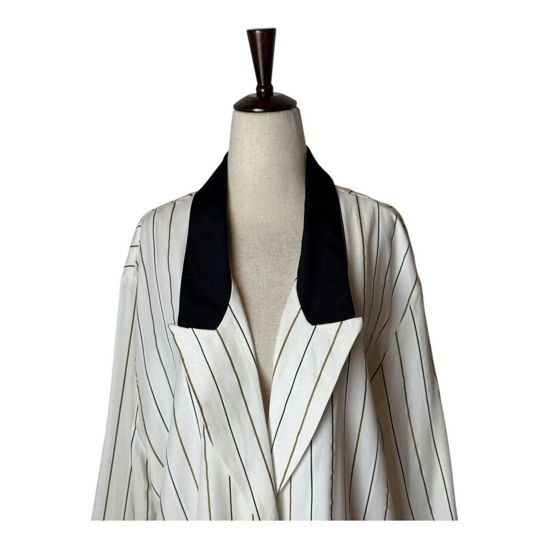 Alexis Blazer‎ Women XL White Black Striped Single Breasted Oversized Preppy - Image 3
