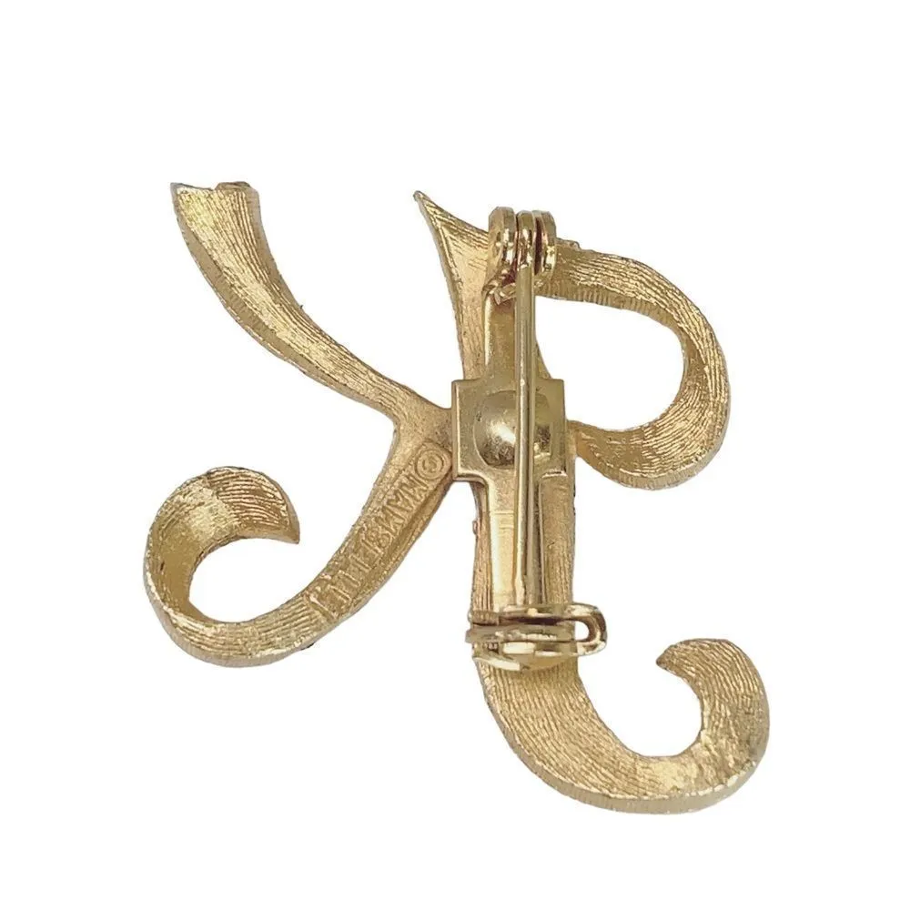 Mamselle Letter K Monogram Goldtone Pin Brooch - Image 2