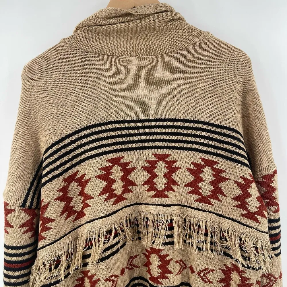 MAURICES Cardigan Sweater Size Large Western Fringe Longline Geo Duster NWT - Image 9