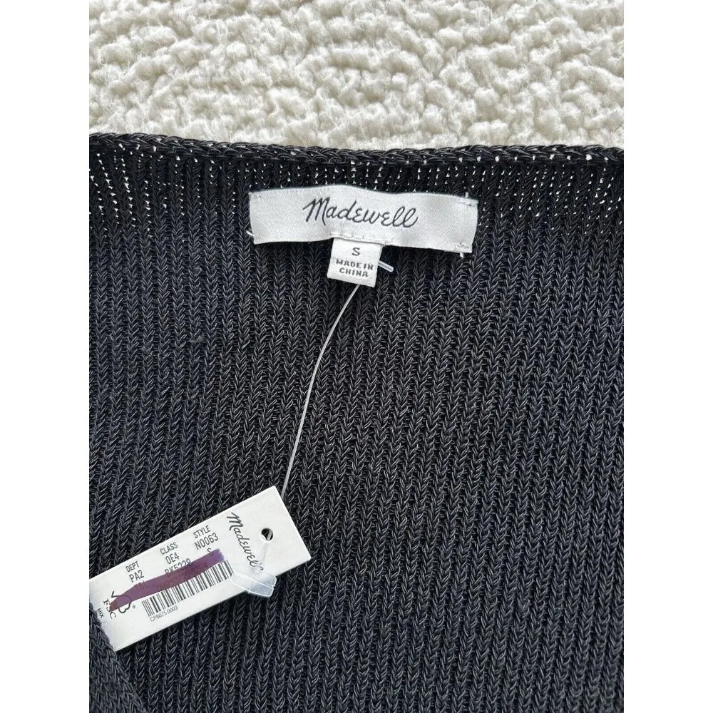 Madewell Flared-Sleeve V-Neck Rib Knit Sweater in True Black - Size S - Image 10