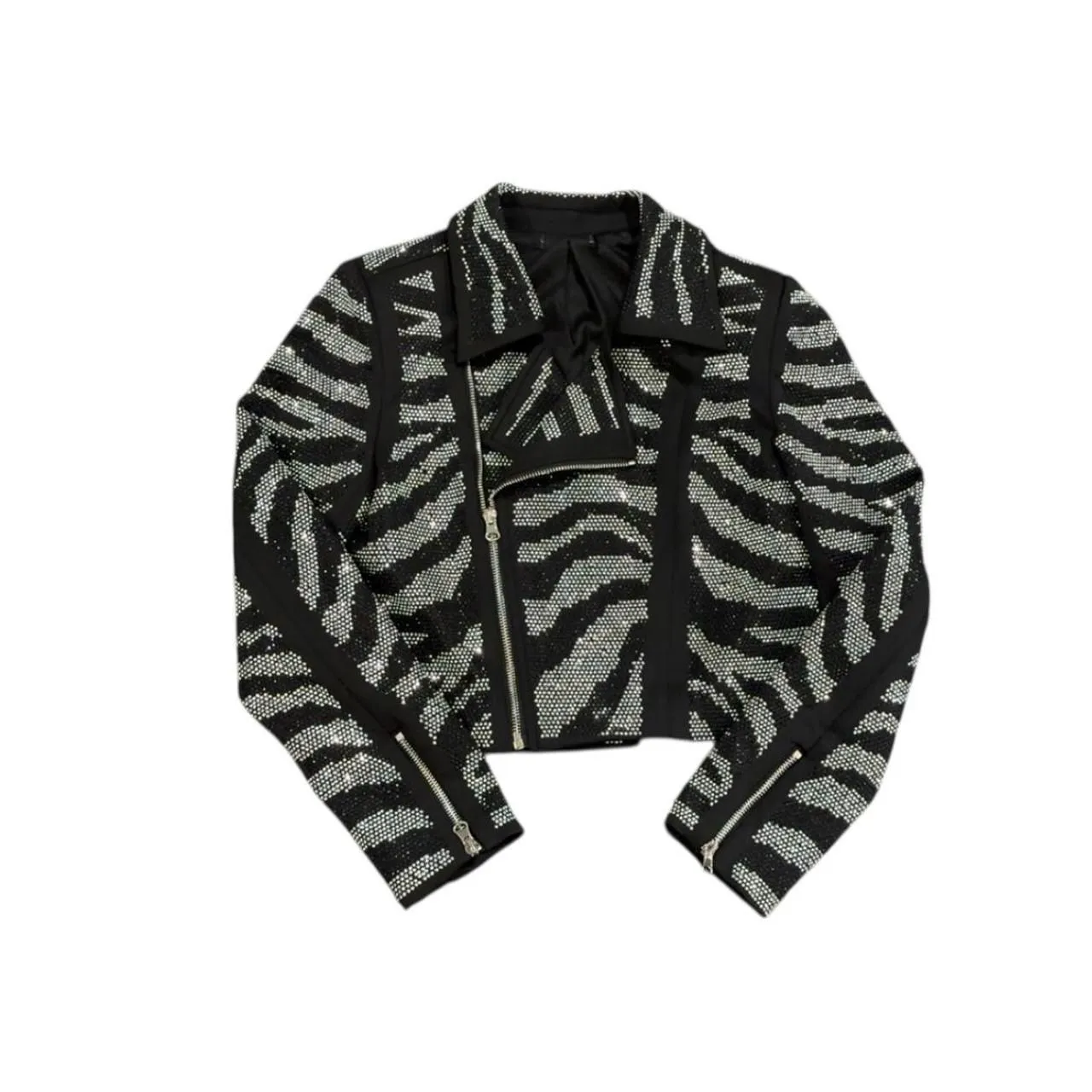 Dellore Black and silver zebra print sequin jacket - Image 2