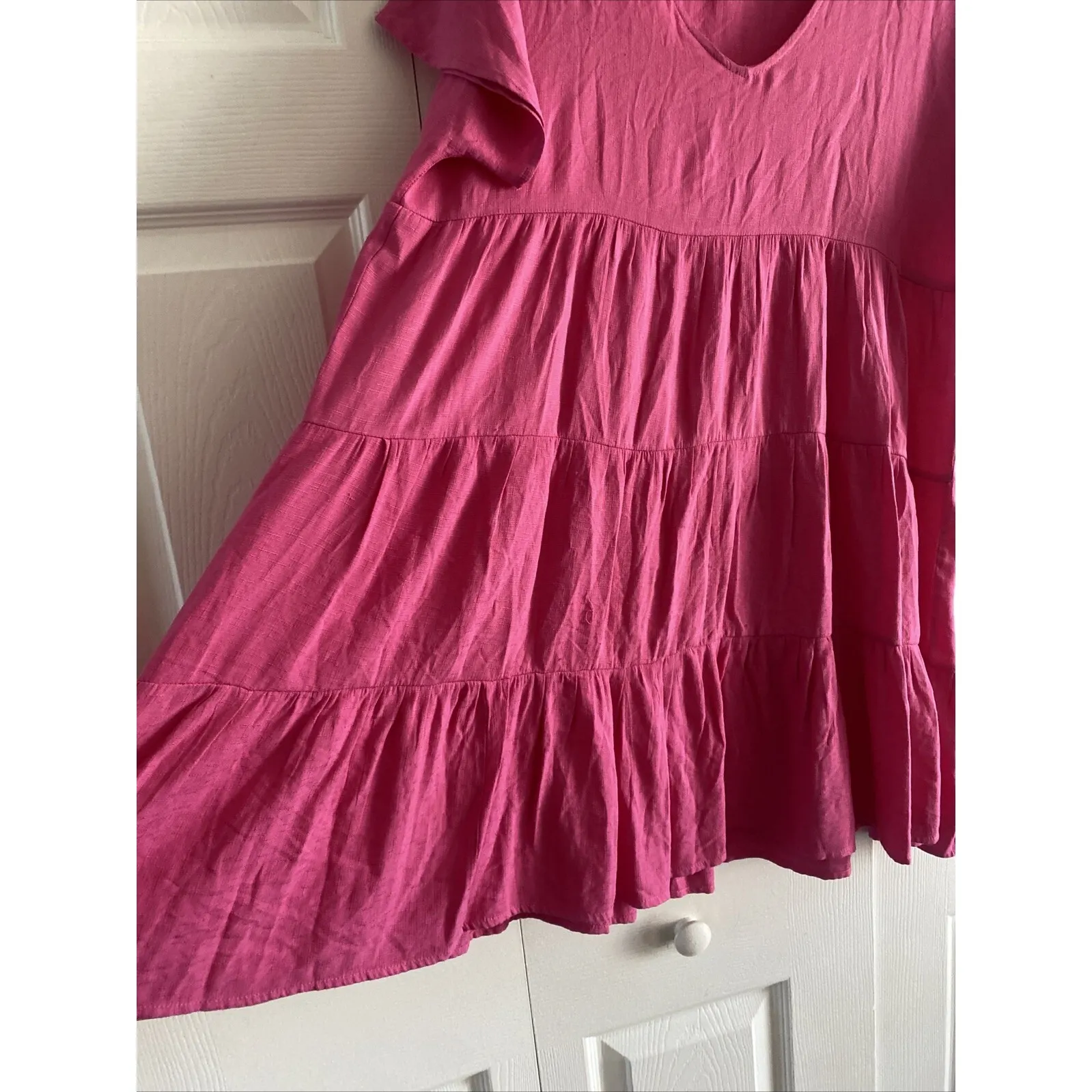 The Impeccable Pig Womens Large Pink Tiered Mini Dress Preppy Vacation Cruise - Image 5