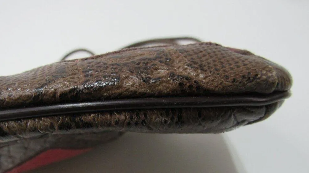 Vintage Original by Caprice Snake Print Patchwork Shoulder Bag USA Made Hippie Brown - Image 4