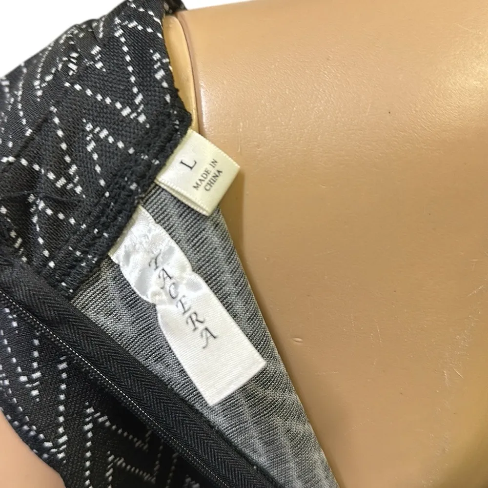 Tacera Black White Sleeveless Faux Pocket Zip Back Shift Midi Hemmed Dress Large - Image 8