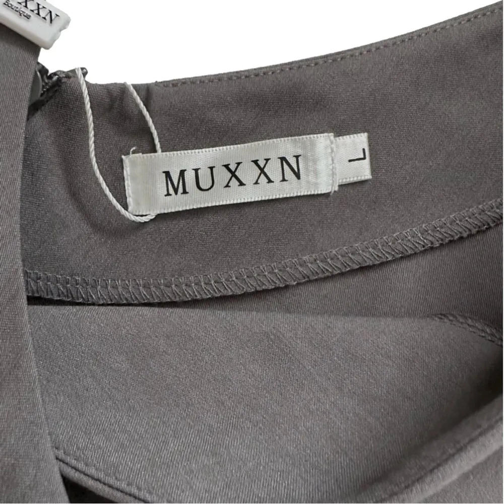 MUXXM Dress Gray Stretch Faux Wrap V - Image 2