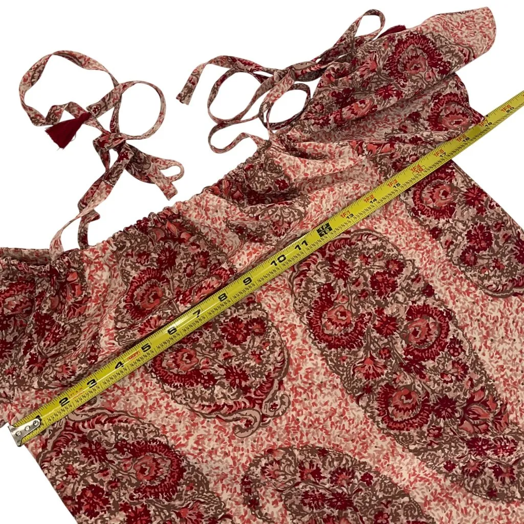 Madewell  Paisley Print Silk Dress XXS Red boho lined preppy lightweight - Image 5