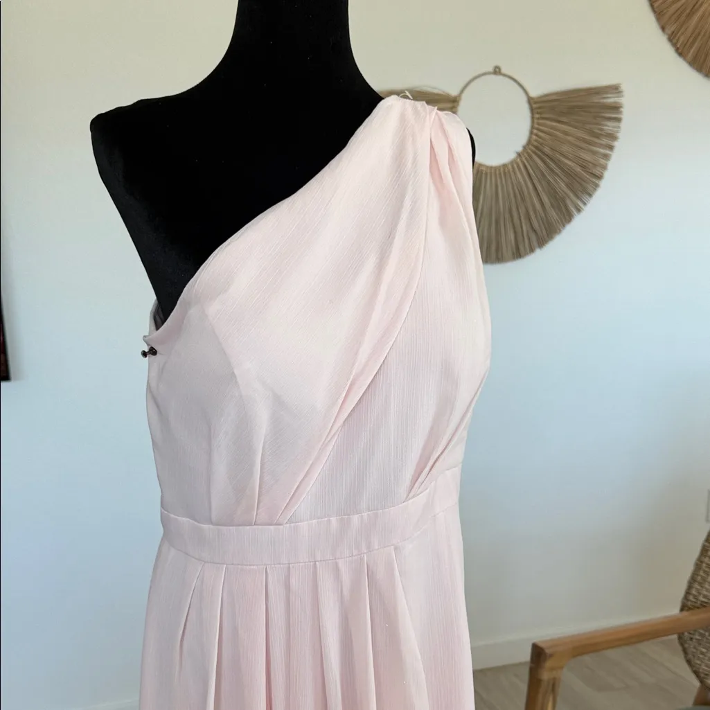 David's Bridal One-Shoulder Pink Dress - Image 10