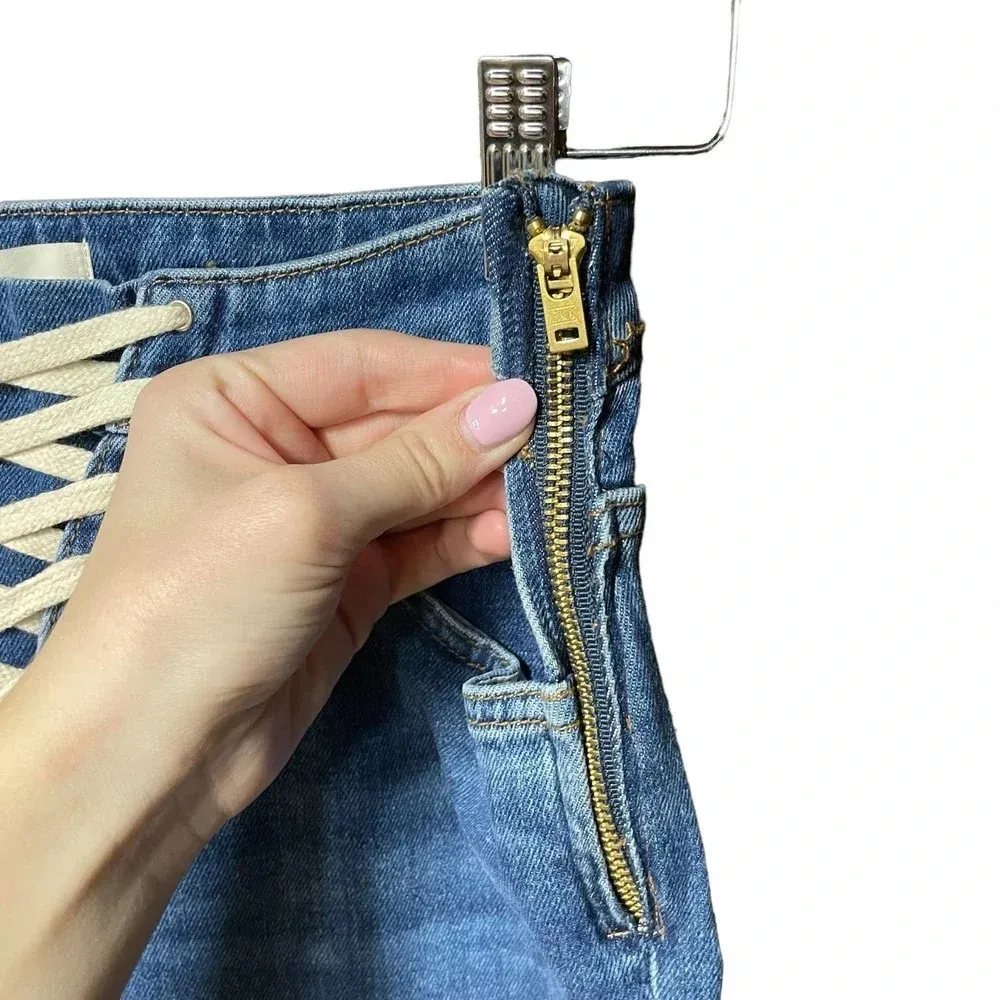 Maje Paper High-Rse Stretch-Denim Lace-Up Jeans Size 40 / US‎ 30 - Image 6