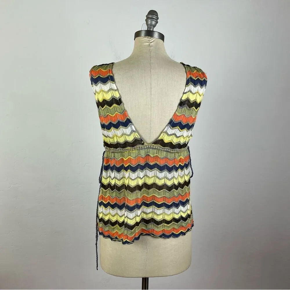 M Missoni Chevron Drawstring Tank Top Yellow Size 4 - Image 6
