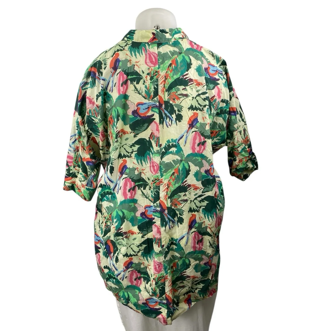 & Other Stories Green Tropical Hawaiian Bahama Button Down Shirt Tunic Dress 8 - Image 2