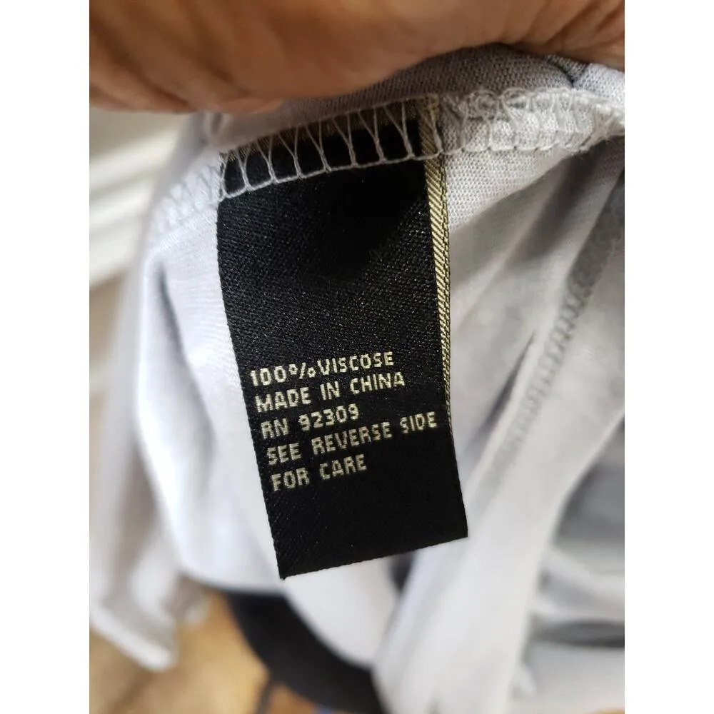 DG2 Diane Gilman Blouse XL Light Gray Tie Neck Long Sleeve Keyhole Front Top - Image 11