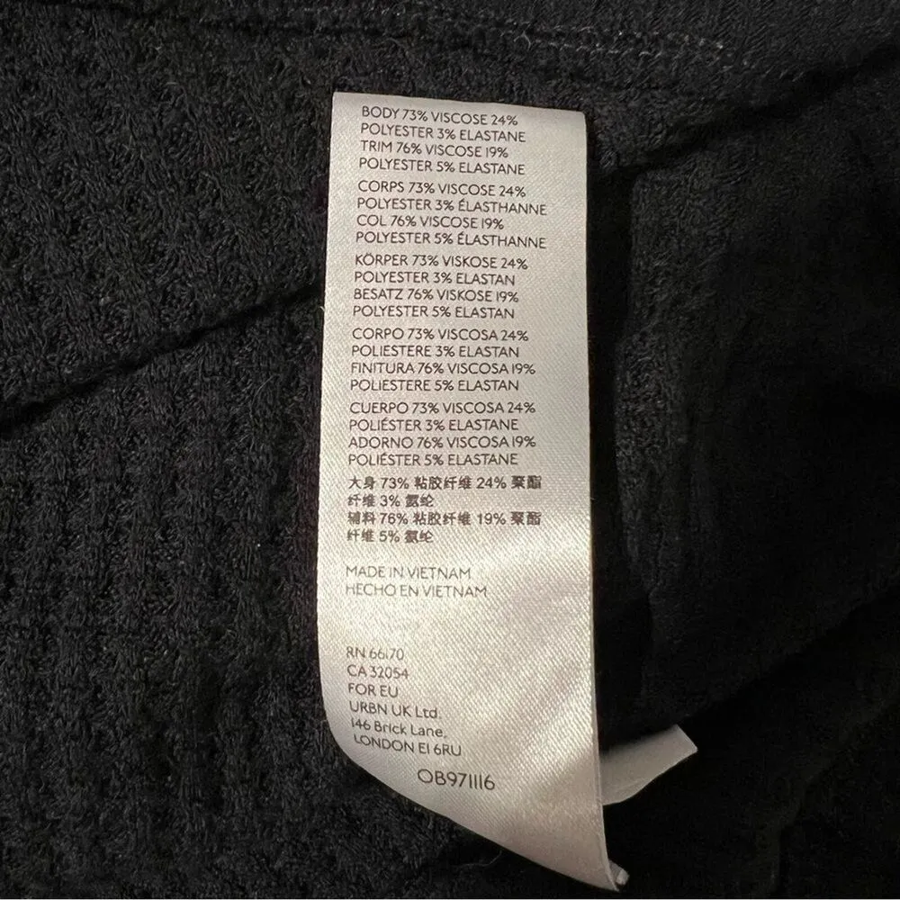 Free People Black Leo Henley Thermal Top Sz S Slouchy Layers Bohemian Lagenlook - Image 13