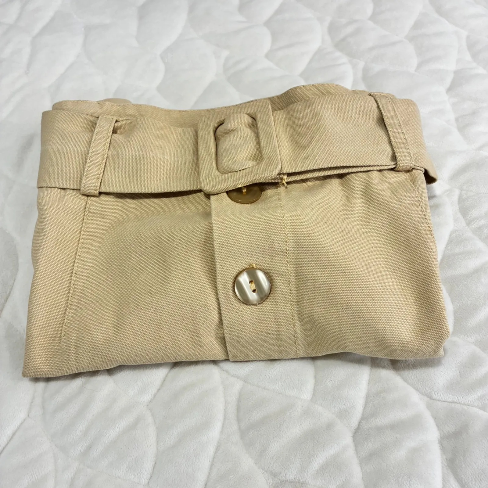 NWT INSPR by‎ Tezza Twill Utility Skirt Size M Beige Button Front Belted Pockets Tan Size M - Image 7