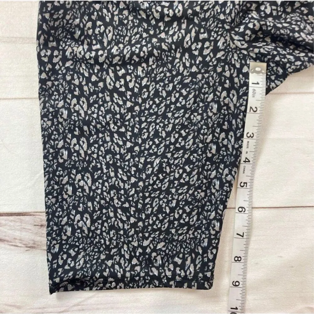 Onzie Black Grey Leopard Pull On High Waist Activewear Biker Shorts Size XS - Image 9