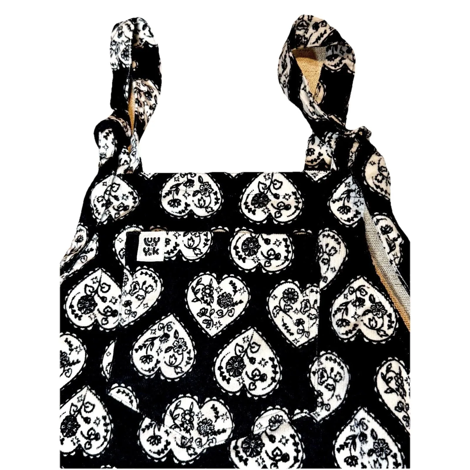 Lucy & Yak Heart Print Pinafore Dress Black White Organic Cotton Size S - Image 5