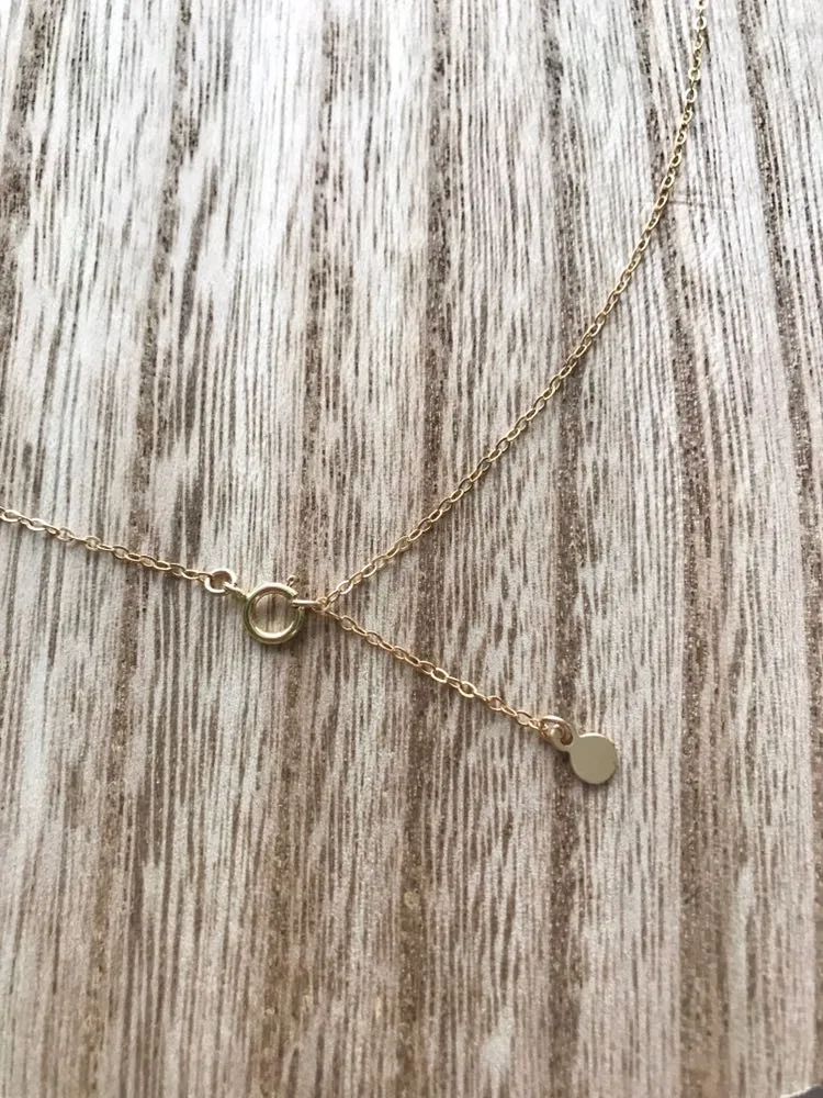 Boutique 14k Gold Filled Delicate Dainty Necklace With Light Pink Raw Cut Gem Charm - Image 4