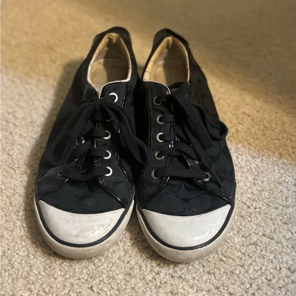 Black Canvas Sneakers with White Soles - Image 2