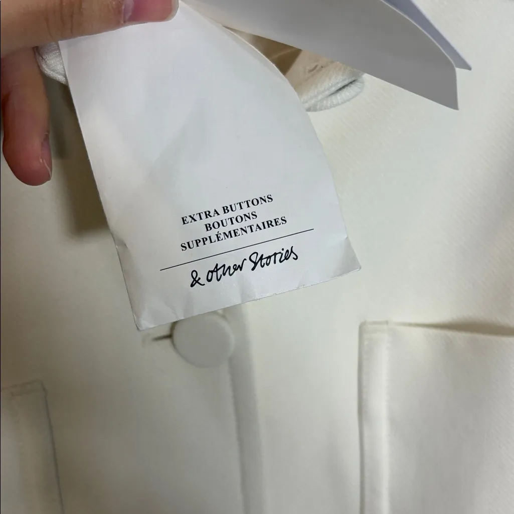 & Other Stories Belted Patch Pocket Jacket Cream Sz 12 NWT - Image 8