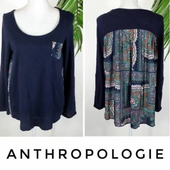 Anthropologie Paper Locket Paisley Accordion Pleated Tee | small - Image 4