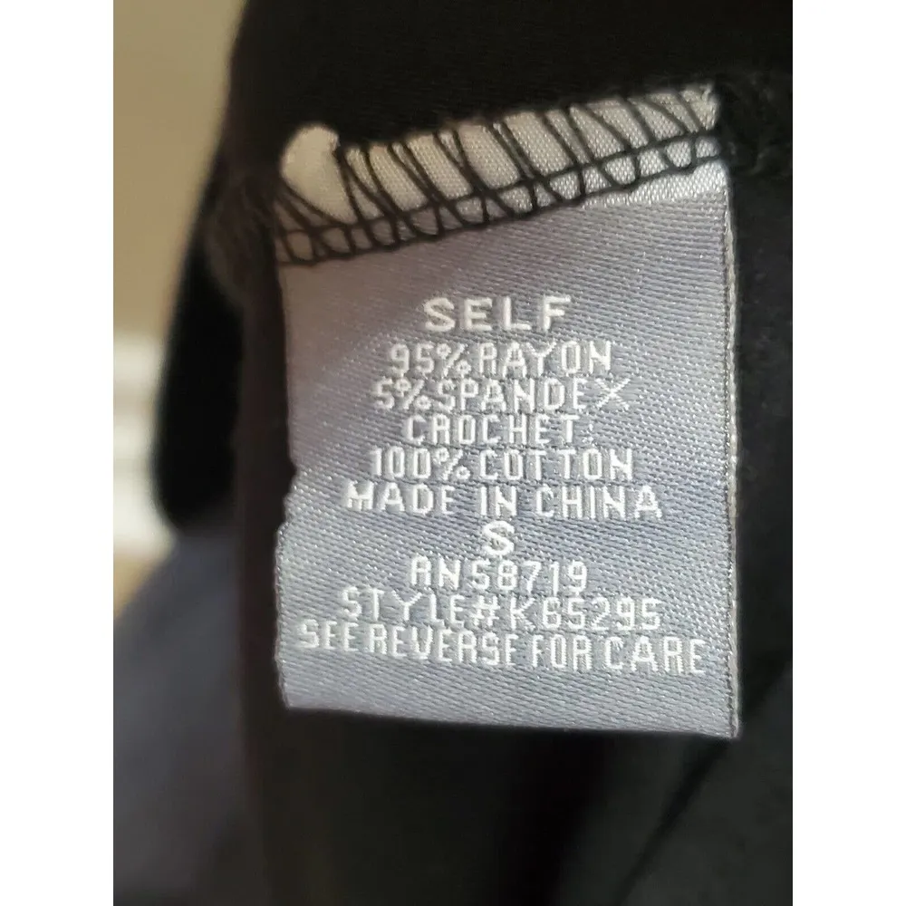 Kate & Mallory Women Black Rayon Round Neck Long Sleeve Casual Top Blouse Size S - Image 9