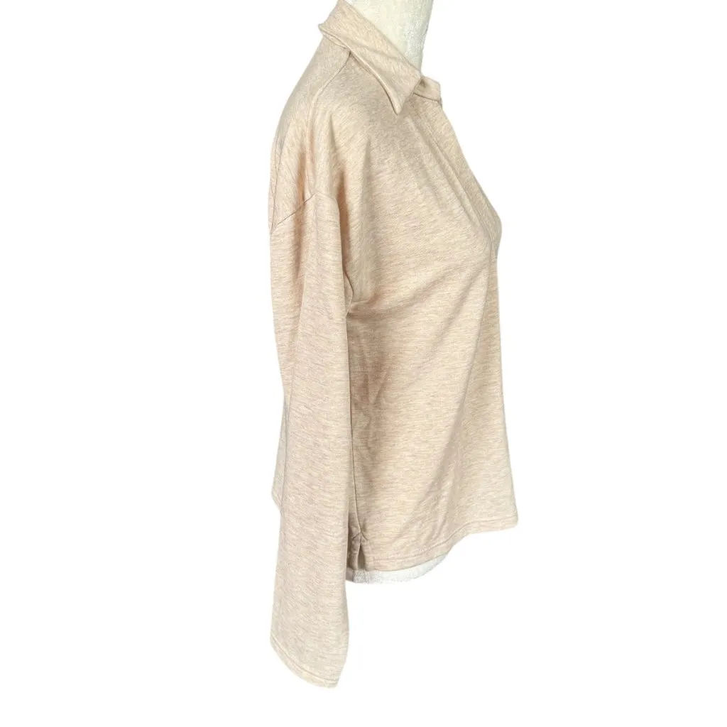 J. Crew cream color long sleeve collared v-neck pullover shirt women's size XS - Image 3
