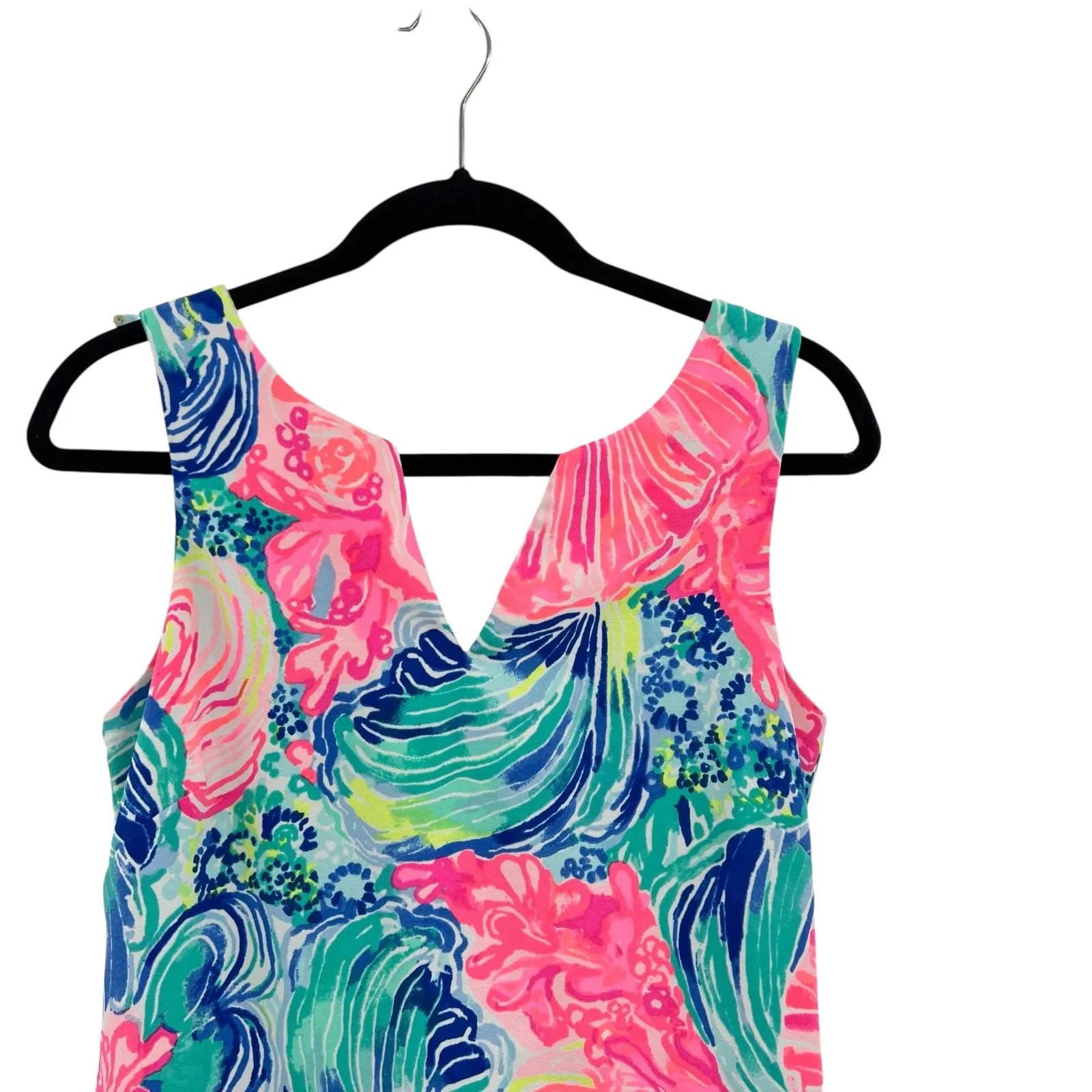 Lilly Pulitzer Donna Beach Please Romper Sleeveless Printed Pink Blue Size 0‎ - Image 4