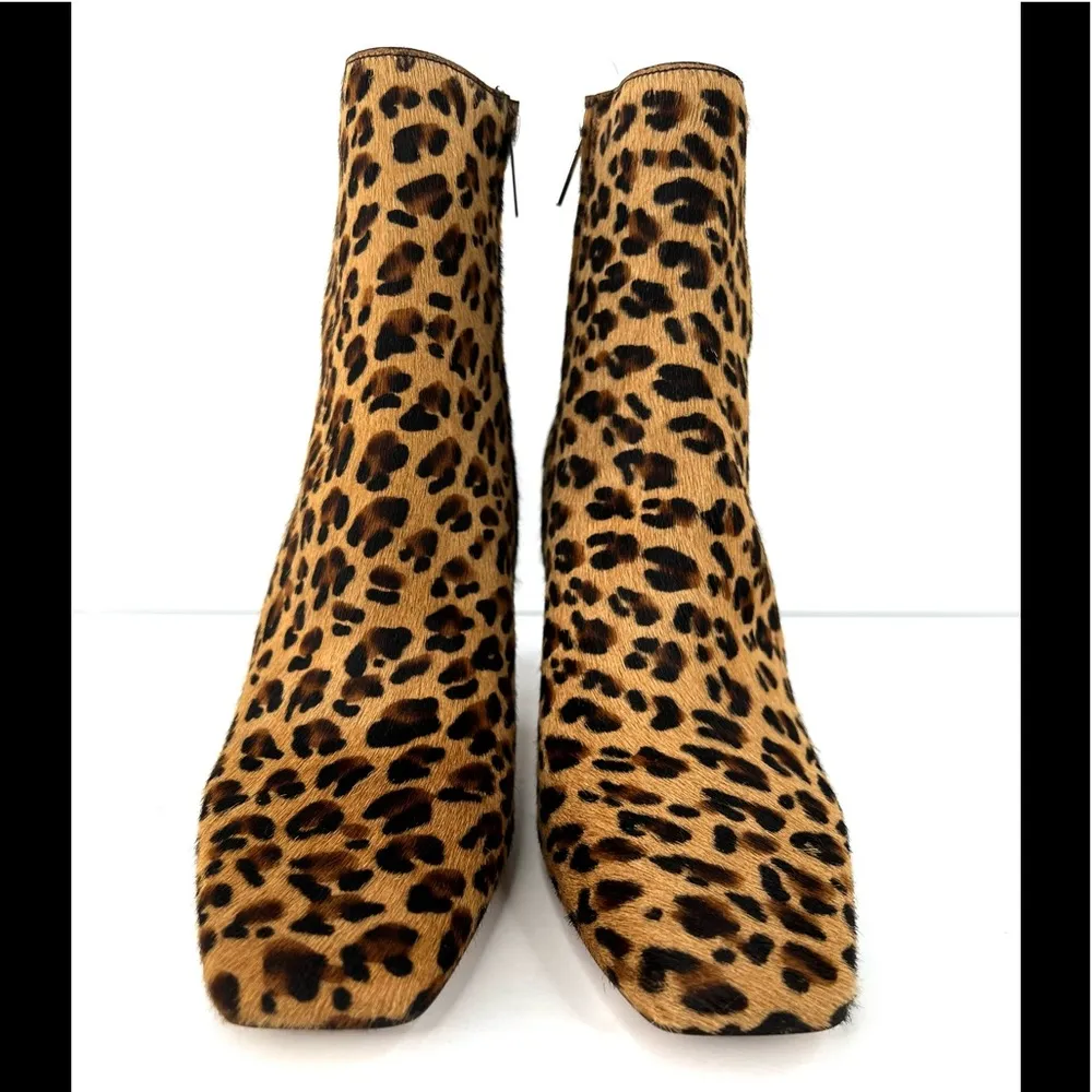 Jimmy Choo Mirren Calf Hair Leopard Print Fur Side Zip Fur Ankle Boots Size 37.5 - Image 3
