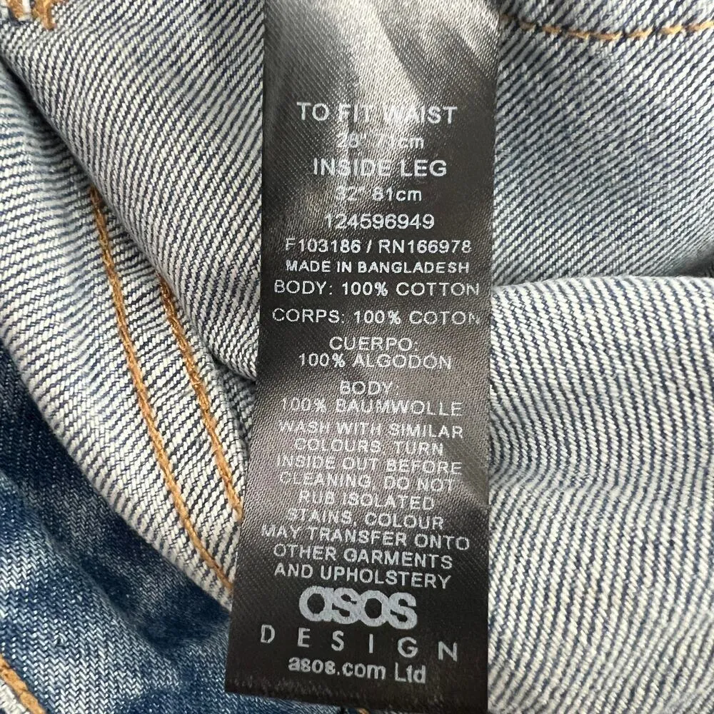 ASOS High Rise Distressed Medium Wash 5-Pocket Cotton Denim Jeans Womens 28/32 - Image 10