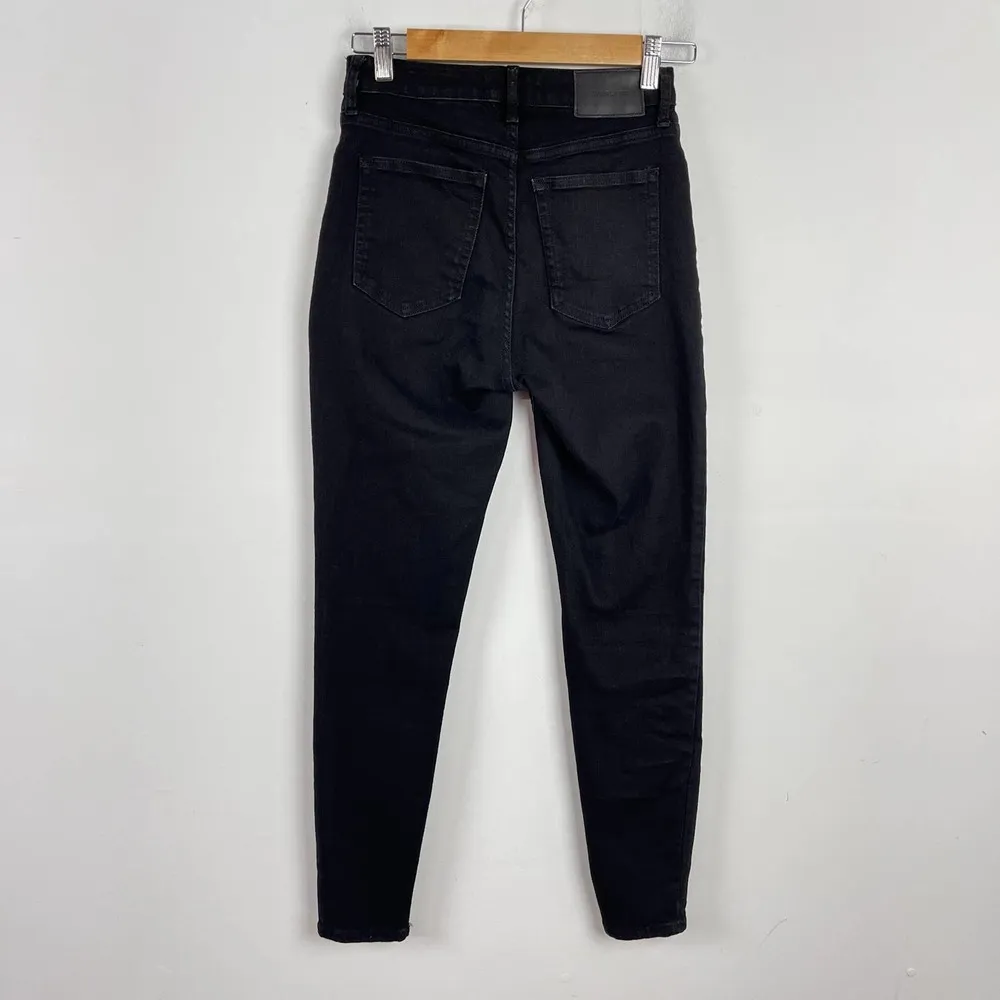Everlane The Curvy High Rise Crop Skinny Jeans Black Dark Denim Stretch Size 27 - Image 9