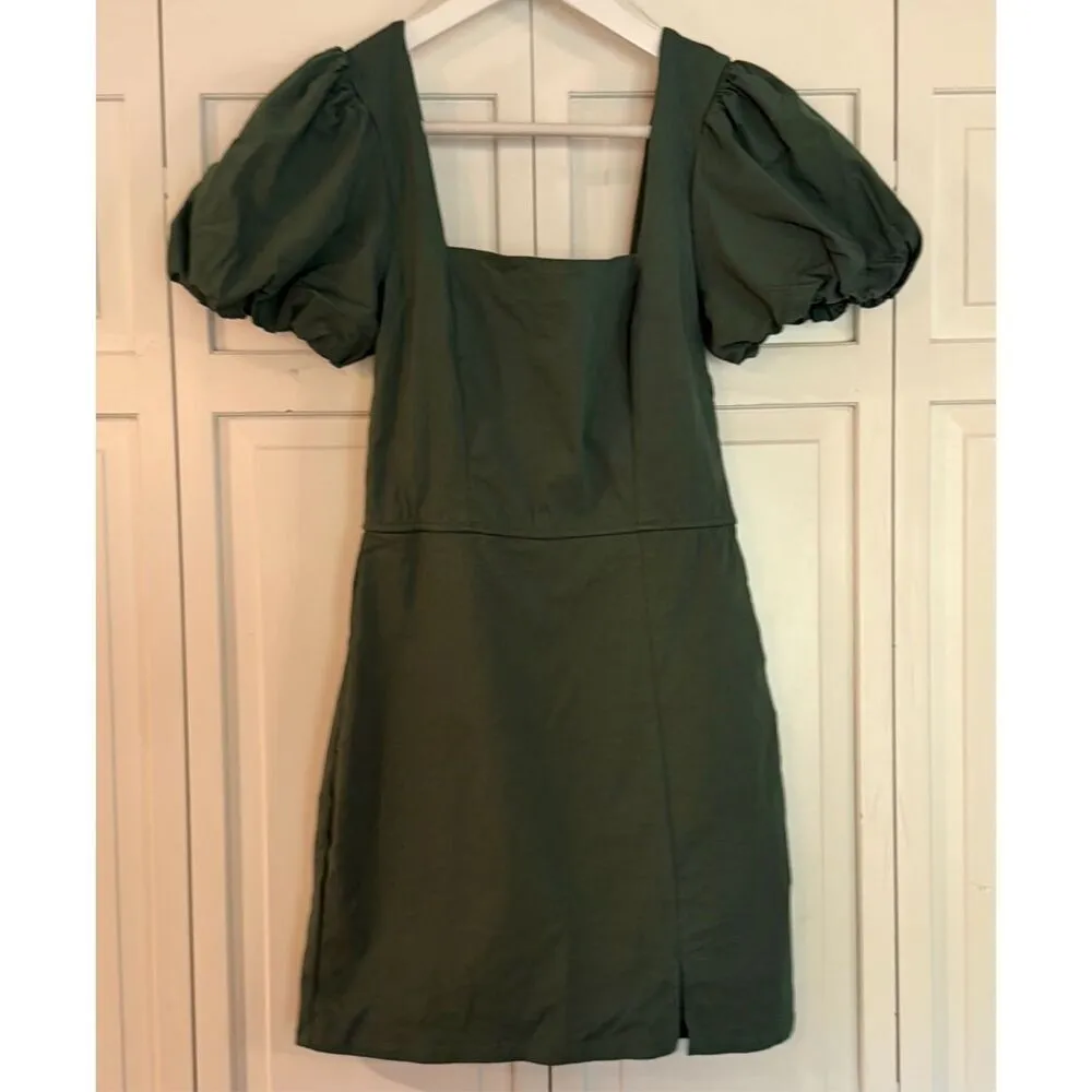 Trixxi green puff sleeve fitted mini dress size small - Image 11
