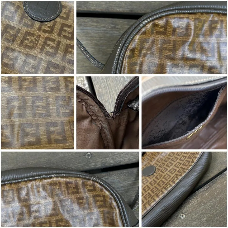 Authentic Vintage Tan Brown Monogram Fendi Shoulder Bag Purse - Image 14