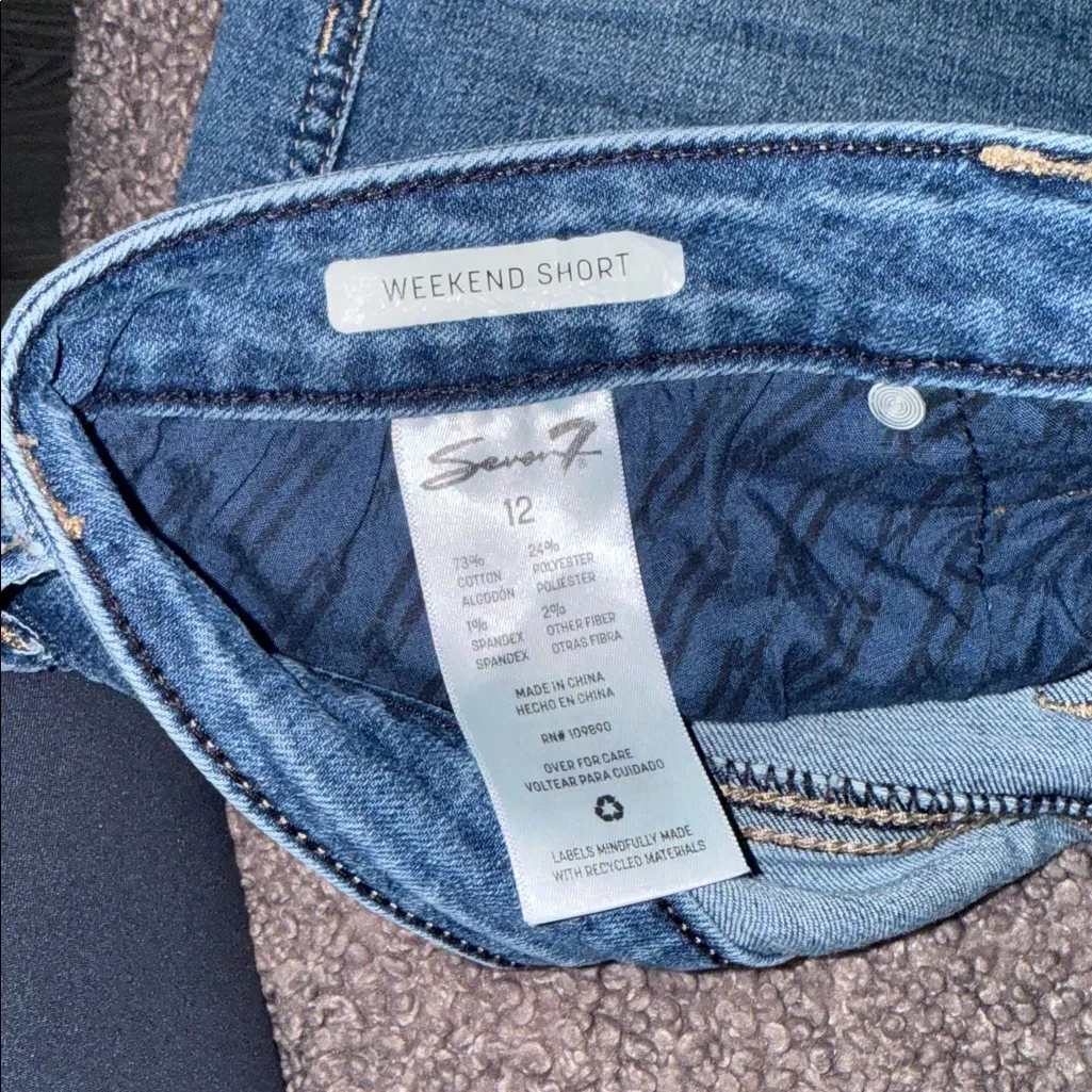 Seven7 Women's Frayed Hem Jean Shorts - Blue - Image 5